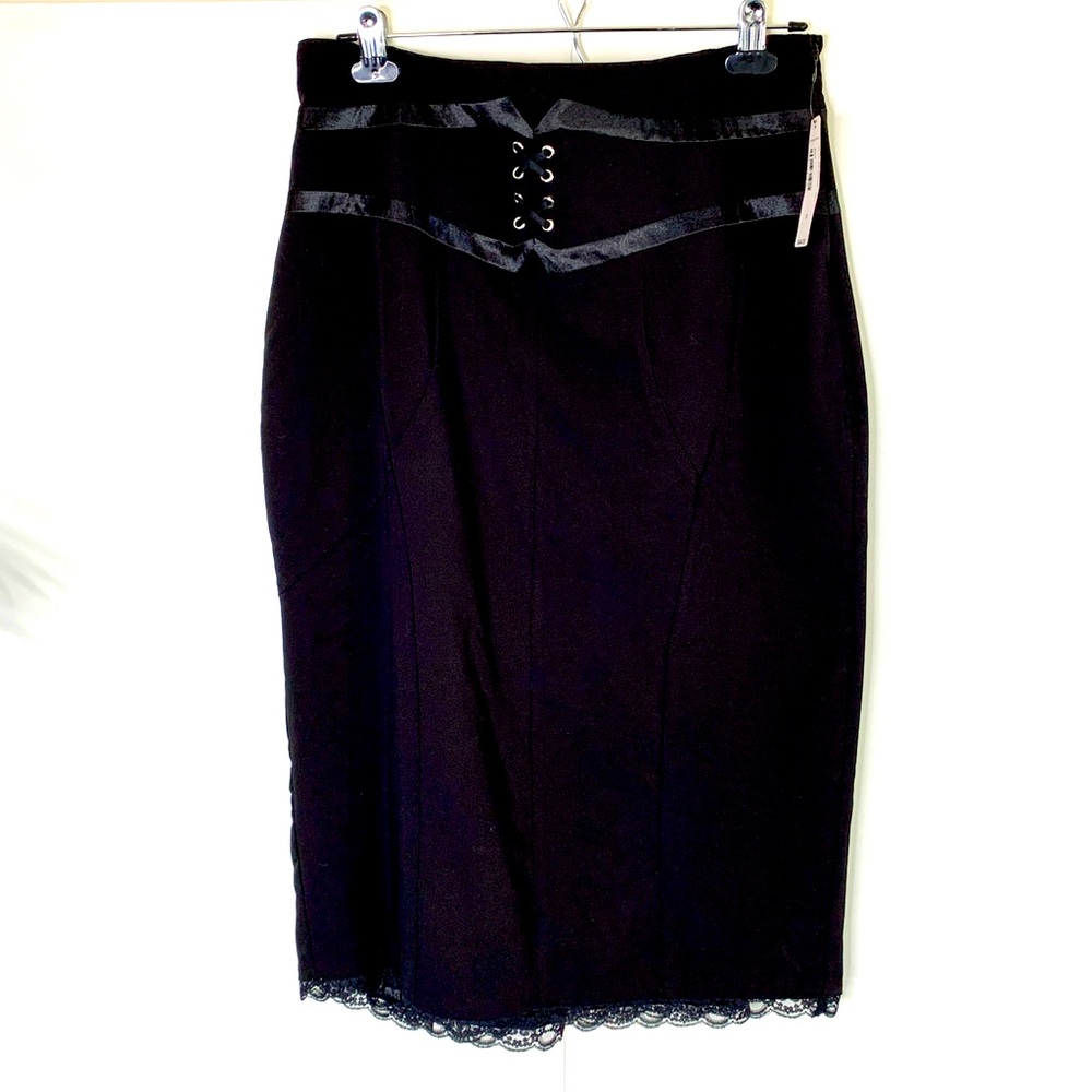 Worthington High Waisted Lace Up Rockabilly Pinup Sexy Pencil Skirt